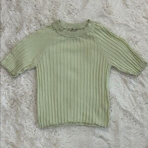 Free People Mint Ribbed Knit Top